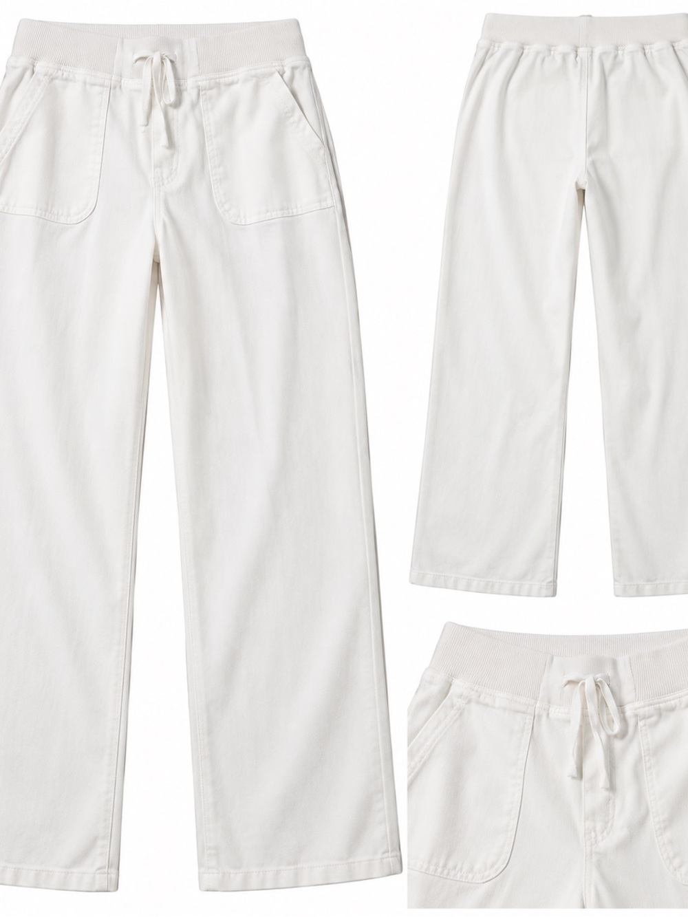 No Boundaries White Straight Leg Drawstring Pants